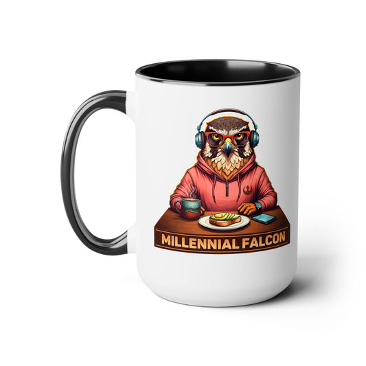 MILLENNIAL FALCON - Two-Tone Coffee Mugs, 15oz