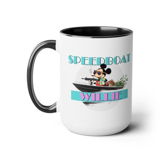 SPEEDBOAT WILLIE - Two-Tone Coffee Mugs, 15oz
