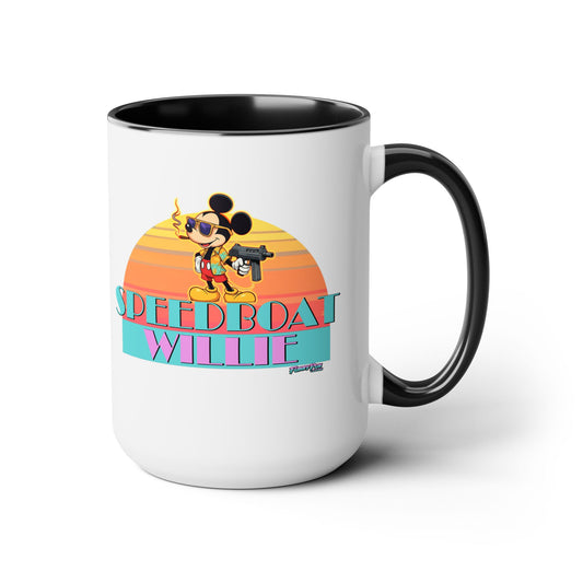 SPEEDBOAT WILLIE - Two-Tone Coffee Mugs, 15oz