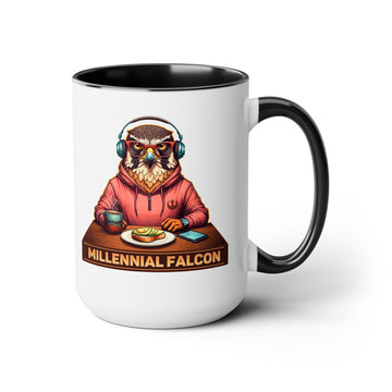 MILLENNIAL FALCON - Two-Tone Coffee Mugs, 15oz