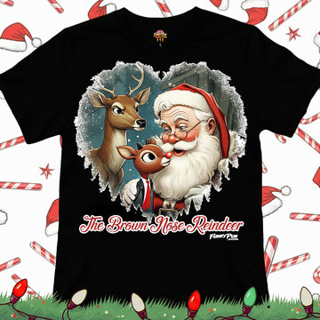 THE BROWN NOSE REINDEER - Cotton Crew Tee