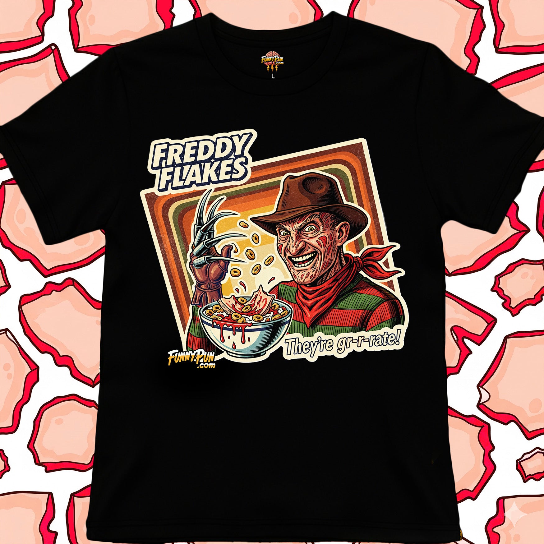 FREDDY FLAKES - Cotton Crew Tee (The 2025 Halloween Collection)